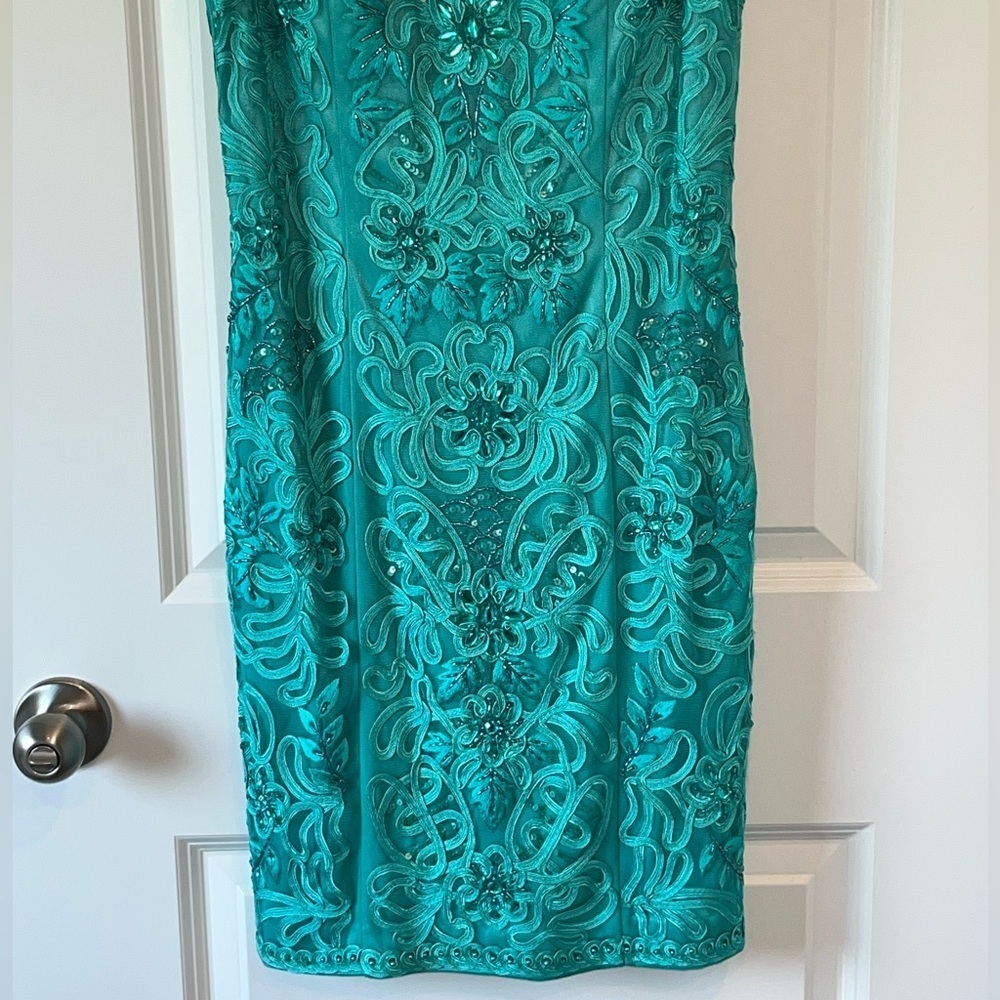 Sue Wong Nocturne Beaded Embroidered Dress Beautiful Seafoam Green Size 8 - Picture 4 of 10